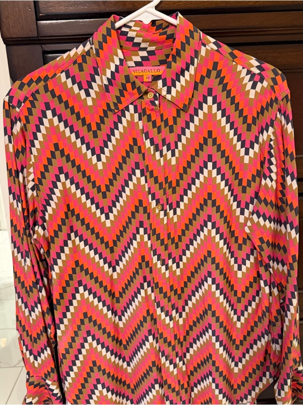 Vilagallo Zigzag Print Long-Sleeve Shirt in Multi-Color